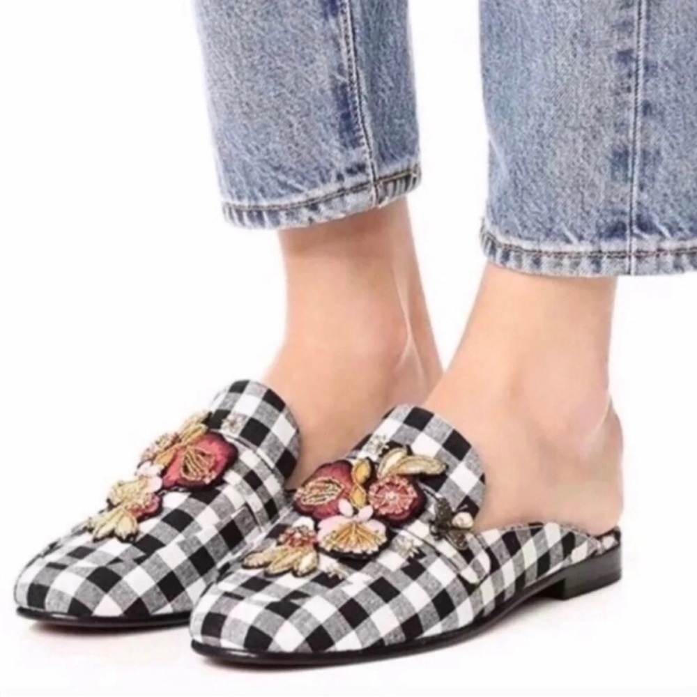 Sam edelman floral gingham mules size 6